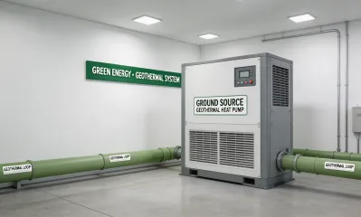 Ground source geothermal heat pump installation