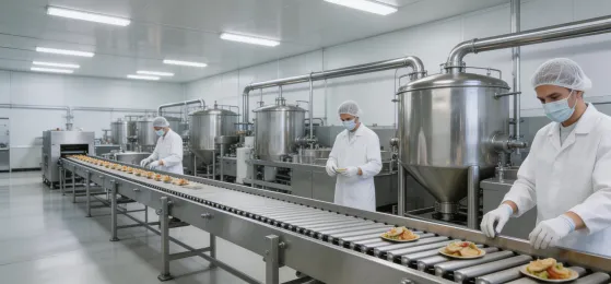 Food processing plant with heat pump process heating