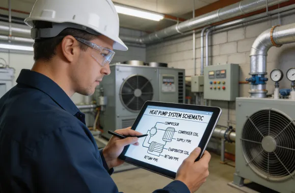 Dimplex engineer providing heat pump system consultation